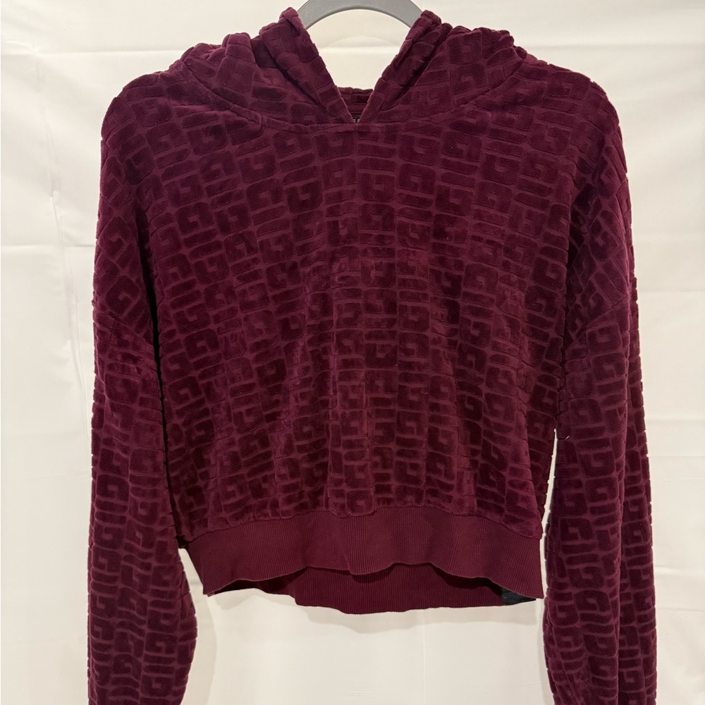 Guess Maroon Textured Hoodie